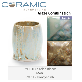 Celadon Bloom SW-150 over Honeycomb SW-117 Stoneware Combination Celadon Bloom SW-150 over Honeycomb SW-117 Stoneware Combination